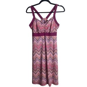 Prana Amaya Geometric Athleisure Tank Dress Casual Size Medium Burgundy Pink